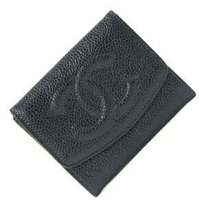 CHANEL Black Caviar Leather Logo Wallet